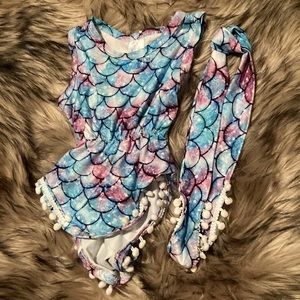 Baby girls mermaid blue and purple romper 3-6m